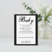 Carte Postale Bébé Script Baby shower Invitation Blanc (Debout devant)