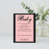Carte Postale Bébé Script Baby shower Invitation rose (Debout devant)
