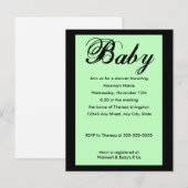 Carte Postale Bébé Script Baby shower Invitation Vert (Devant / Derrière)