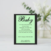 Carte Postale Bébé Script Baby shower Invitation Vert (Debout devant)