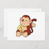 Carte Postale Bébé singe avec banane (Devant / Derrière)