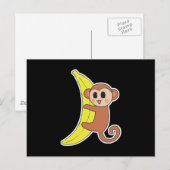 Carte Postale bébé singe mignon sur une banane (Devant / Derrière)