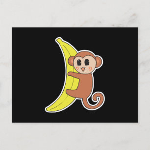 Carte Postale bébé singe mignon sur une banane