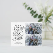 Carte Postale Bébé son froid dehors manuscrit deux photos (Debout devant)