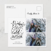 Carte Postale Bébé son froid dehors manuscrit deux photos (Devant / Derrière)