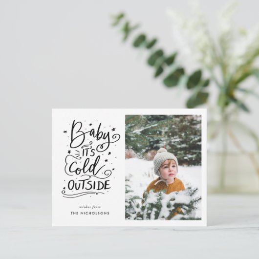 Carte Postale Bébé son froid dehors photo manuscrite Script (Debout devant)