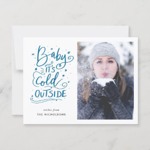Carte Postale Bébé son froid dehors photo manuscrite Script