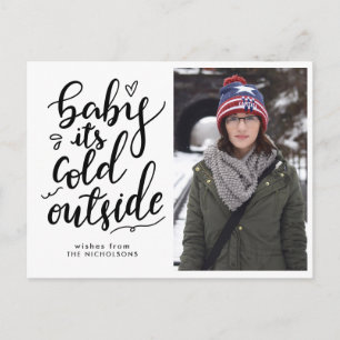 Carte Postale Bébé son froid dehors photo manuscrite Script