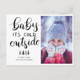 Carte Postale Bébé son froid dehors photo manuscrite Script