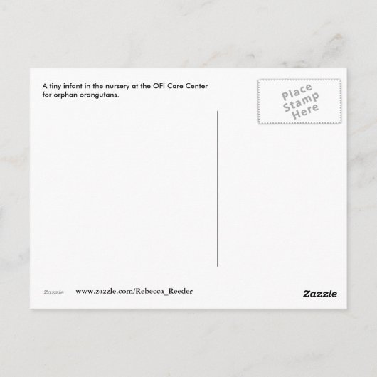 Carte Postale Bébé souriant Orangutan dans Diapers Borneo (Dos)