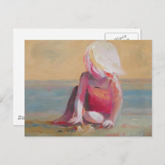 Carte Postale bébé sur la plage (Devant / Derrière)