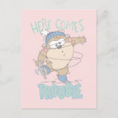 Carte Postale Bébé TAZ™ Patinage sur glace d'hiver (Devant)