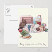 Carte Postale Bébé Teddy Bear Book Ball (Devant / Derrière)