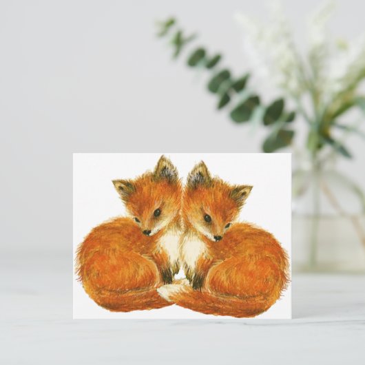 Carte Postale Bébé Twin Foxes (Debout devant)