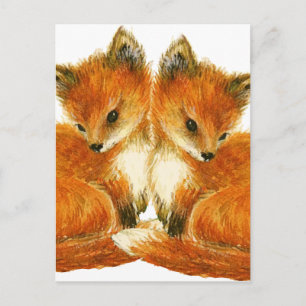 Carte Postale Bébé Twin Foxes