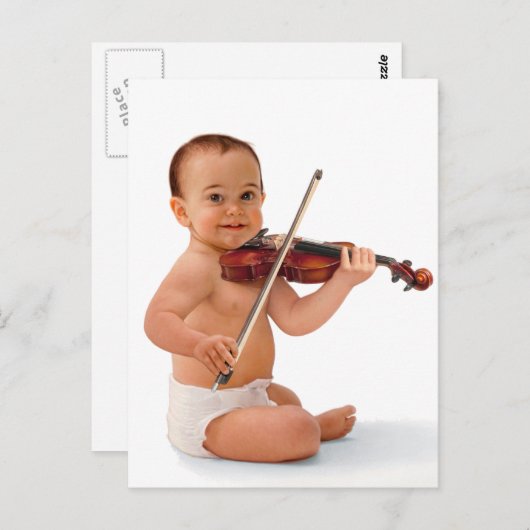 Carte Postale Bébé violon (Devant / Derrière)
