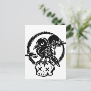 Carte Postale Bébé Yatagarasu (Corbeau à trois pattes) Sur Crâne