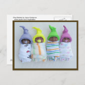 Carte Postale Bébés afro-américains d'argile : Argile polymère (Devant / Derrière)