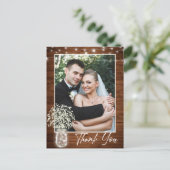 Carte Postale Bébé's Breath Mason Jar Rustic Merci Photo (Debout devant)