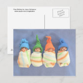 Carte Postale Bébés en argile dormante : Sculpture en argile pol (Devant / Derrière)