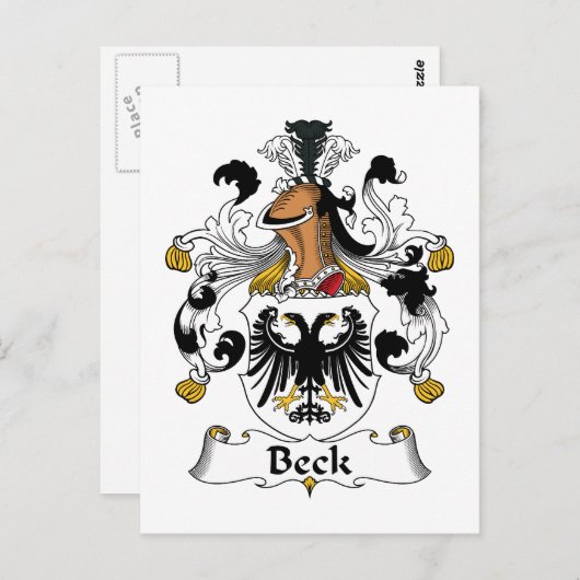 Carte Postale Beck Family Crest (Devant / Derrière)