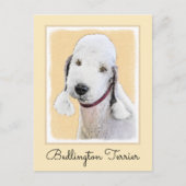 Carte Postale Bedlington Terrier Peinture - Art Chien original (Devant)