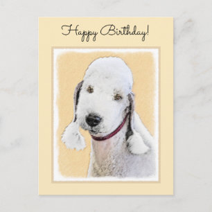 Carte Postale Bedlington Terrier Peinture - Art Chien original