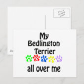 Carte Postale Bedlington Terrier Walks Design (Devant / Derrière)