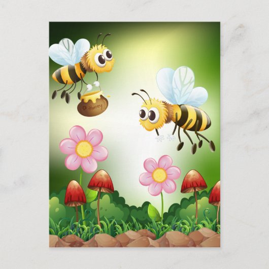 Carte Postale Bee and honey (Devant)
