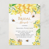 Carte Postale Bee Bridal douche fleurons jaunes mignonette invit (Devant)