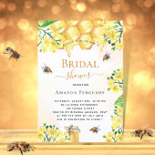 Carte Postale Bee Bridal douche fleurons jaunes mignonette invit