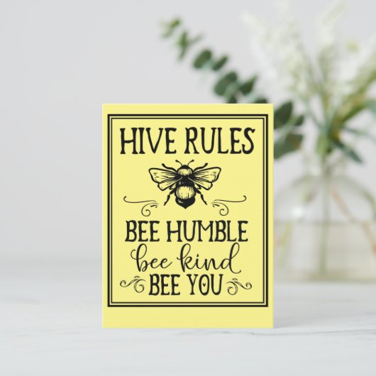Carte Postale Bee Hive Rules Word Art (Debout devant)