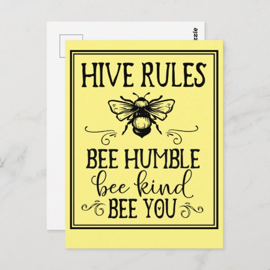 Carte Postale Bee Hive Rules Word Art (Devant / Derrière)