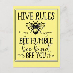 Carte Postale Bee Hive Rules Word Art