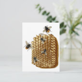 Carte Postale Bee Print, Honeycomb Illustration, Vintage (Debout devant)