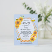 Carte Postale Bee tournesol garçon bleu clair baby shower par co (Debout devant)