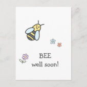 Carte Postale BEE très bientôt ! Fleurs mignonnes et abeilles se (Devant)