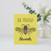 Carte Postale BEE Yellow Polkadot design tendance nommé (Debout devant)