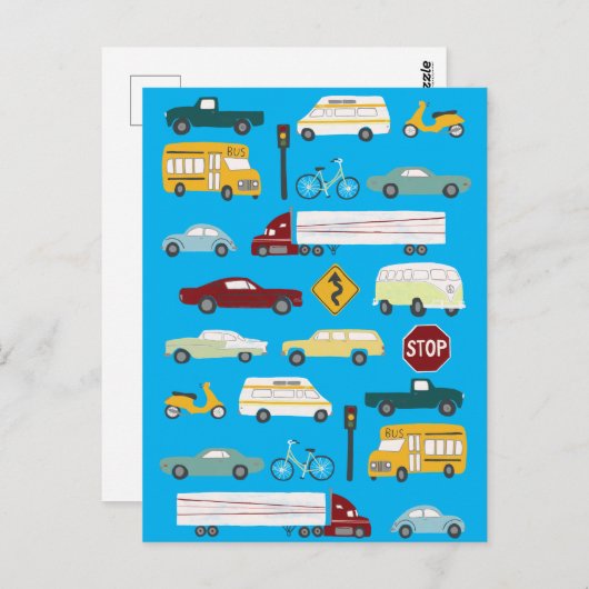 Carte Postale Béep Beep coincé dans le Motif de la circulation (Devant / Derrière)