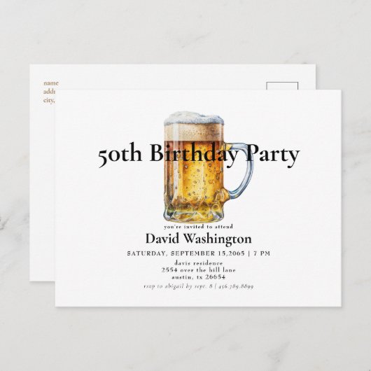 Carte Postale Beer Draft Man's 50th Birthday Party (Devant / Derrière)