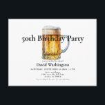 Carte Postale Beer Draft Man's 50th Birthday Party<br><div class="desc">Brouillon de bière. Texte noir. Invitation. 50e invitation de fête d'anniversaire.</div>