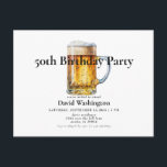 Carte Postale Beer Draft Man's 50th Birthday Party<br><div class="desc">Brouillon de bière. Texte noir. Invitation. 50e invitation de fête d'anniversaire.</div>