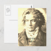 Carte Postale Beethoven en sépia Texte personnalisé (Devant / Derrière)