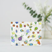 Carte Postale Beetles Bugs Insectes Crawling Feuille Twigs (Debout devant)