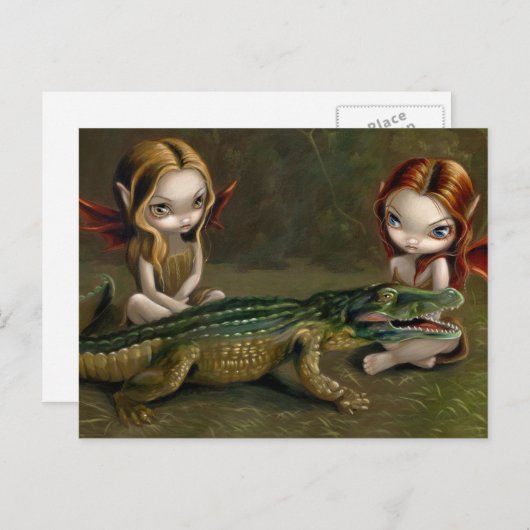 Carte postale "Befriending an Alligator" (Devant / Derrière)