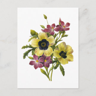 Carte Postale Begonia et Purple Periwinkles Redoute Bouquet