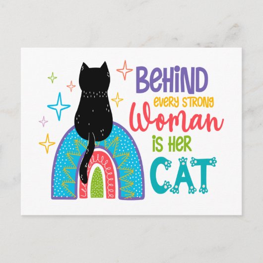 Carte Postale Behind Every Strong Woman Is Her Cat (Devant)