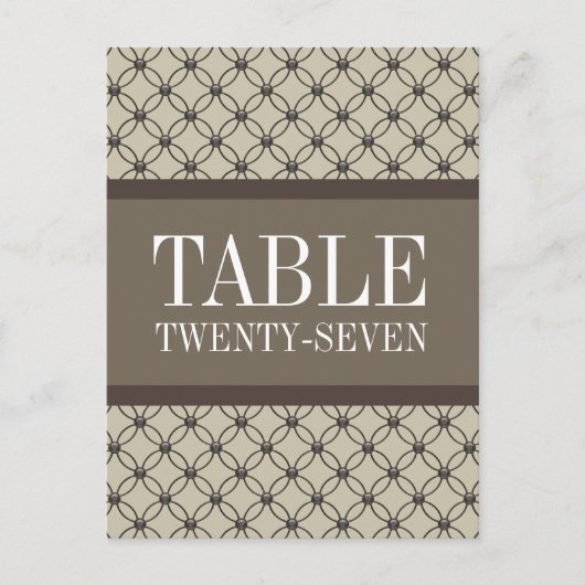Carte postale Beige Fancy Lattice Numéro de table (Devant)