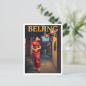 Carte Postale Beijing Old Town Lantern Night Cheongsam (Debout devant)