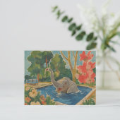 Carte Postale Bel éléphant dans la piscine (Debout devant)